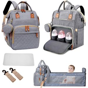 Sac À Dos À Langer Pour Bébé, Sac À Dos Pour Lit Bébé, Sac À Langer De Voyage Portable Avec Lit Pliable Grande Capacité Sac À Couches Multifonction Imperméable - Neuf