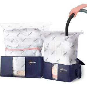 ytseazn-Kit De Sacs De Rangement Sous Vide-Sacs De Rangement Pour Vêtements Non-Tissés Housses De Rangement Sous Vide(2 Coffres +2 Housses Sous Vide) - Neuf