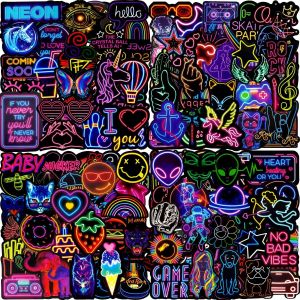 Autocollant 200 Pcs Stickers Neon Cool Beaux, Imperméable Vinyle Autocollant Pour Scrapbooking Gourde Valise Cahier Trottinette Classeur Journaling Ordinateur Portable Guitare Macbook Bouteille Etc - Neuf