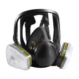Masque facial complet 6600 pour pulverisation de peinture au silicone, lutte contre les incendies chimiques et la poussiere industrielle, protection faciale + boite de filtre n¡ã 7 - Neuf