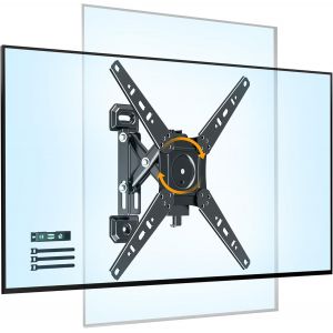 CHECARZHN--NO1-Support Tv Murale Rotatif Pour Télév urs 13-49 Pouces, Support Tv Inclinable Et Pivotant Pour Écrans Plats Et Courbes, Vesa 75X75-300X300Mm, Jusqu'À 25Kg, Support Murale D'Angle - Neuf