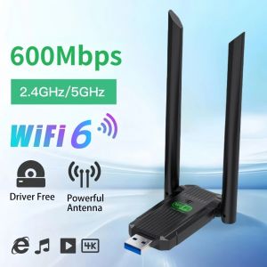 Adaptateur WiFi 6 USB 1800Mbps,5G/2.4GHz,Dongle Wi-fi USB3.0,carte réseau sans fil 802.11ax,antenne à Gain élevé pour Windows 10 11 - Type 600Mbps #B - Neuf