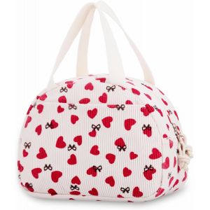 MEVRONISSHOP-Sac Isotherme Repas pour Femme, Sac Lunch Isotherme pour Enfant, Lunch Bag Portable pour Étudiants, Lunch Box Femme pour Bureau Travail Déjeuner(Beige Heart) - Neuf