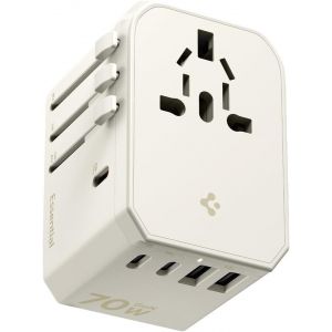 JGD-ArcStation Adaptateur de Voyage Universel 70W, [5-Ports & PD] Adaptateur Prise Universelle 3 USB C et 2 USB A, Accessoire Voyage International pour Anglaise/EU/USA/Australie/Japon - Beige Dune - Neuf