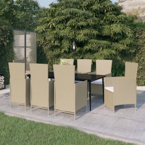 Prolenta Premium - Ensemble &Agrave; Manger De Jardin Avec Coussins 9 Pcs Beige - Neuf