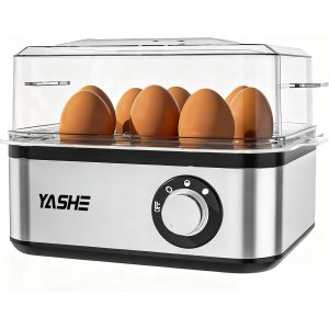 Nouvelhorizonstore-Cuiseur &Agrave; ?Ufs, Capacit&eacute; 8 ?Ufs, En Acier Inoxydable. Pour ?Ufs &Agrave; La Coque, Mollets Et Durs, Fonction Pocheuse, Signal Sonore, Bol &Agrave; Omelette Et Verre Doseur Inclus, Sans Bpa - Neuf