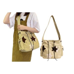 Sac messager en toile Y2K Star - Kaki, sac fourre-tout de voyage, sac bandouli&egrave;re - Neuf