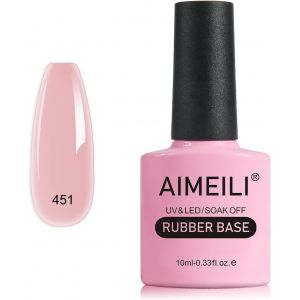 5 En 1 Rubber Base Coat Vernis Semi Permanent Gel Rose Gel Polish Uv Led Renforcement Et Réparation De Manucure, Colle De Décorations - 10ml (451) - Neuf