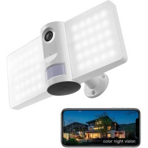 Security Camera With Smart Reflector, 2.4G Wi-Fi 1080P Full Hd, Two-Way Audio, Motion Detection And Siren Alarm, Audio And Video Recording, Works With Alexa - Neuf
