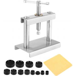 KAL-Presse De Montre Pour Réparation, Outil D'Insertion Et De Réparation De Boîtier Avec 12 Matrices, Pour Fermoir Et Remplacement De Batterie, Argenté - Neuf