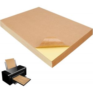 60 Feuilles Papier Autocollant Imprimante 297 X 210Mm, Feuilles Autocollantes A4 Imprimante Papier Autocollant Kraft Pour Étiquettes Faites À La Main, Imprimante À Jet D'Encre Et Laser - Neuf