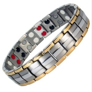 Titane Acier Bracelets Magnétiques Pour Les Hommes, 4 Élément À Double Rangée De La Force Des Aimants Bracelet Magnétique - Neuf