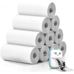 10 Rouleaux de Papier Thermique Blanc,A6,55 mmx25 mmx3 m,12000 Feuilles,Résistant à l'Eau et à l'Humidité,Sans BPA - Neuf