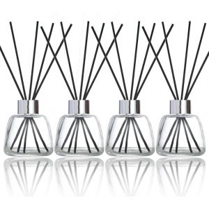 Jgd-Lot De 4 Diffuseur En Verre Avec 100 Diffuseur Batonnets, 100ml Diffuser Jars, Flacons Diffuseurs Vides En Verre Pour Chambre &Agrave; Coucher, Salle De Bains, Bureau, Cadeaux Pour Filles Et Femmes - Neuf