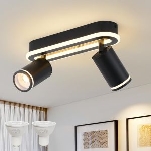 Ulteronixshop-Spot De Plafond &Agrave; Led 2 Flammes Orientable 350&deg;, Plafonnier Avec Incandescence Inf&eacute;rieure 15w+2x5w Gu10 Spots,3000k Blanc Chaud Applique Plafond,Lampe De Plafond Moderne,Spot Pour Cuisi - Neuf
