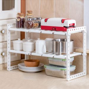 Hjlian Etagere De Rangement De Cuisine Multifonctionnelle A 2 Niveaux, Support De Rangement Reglable - Neuf