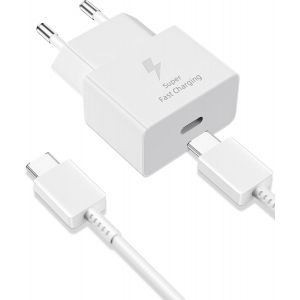 LORANKA-25W Chargeur USB C Secteur Charge Rapide pour Samsung Galaxy A17 A16 A56 A36 A26 A55 A35 S25 Edge S24 S23 S22 S21 S20 Ultra S10 S9 S8 A06 Z Fold7,Prise Secteur USBC Adapteur avec 1m C&acirc;ble USB - Neuf