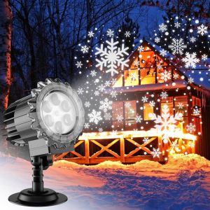 Kal-Lampe Projecteur De Flocon De Neige, Luce Di Proiezione Extérieur Étanche 9w Lumineux, Projecteur Lumière Pour Décoration Arbre De Noël, Halloween, Fête, Vacances, Intérieur - Neuf