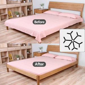 Lot de 2 pinces triangulaires robustes à 6 côtés pour draps de lit, sangles élastiques réglables, support de fixation pour pinces, triangles croisés - Neuf