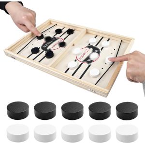 Sansh-2en1 Jeu De Table De Portable En Bois, Jeu De Palet À Sling Rapide Slingpuck, Coffret Jeux De Société Famille, Catapult Board Game, Pour L'interaction Parent-Enfant (35 X 22 X 2.3cm) - Neuf