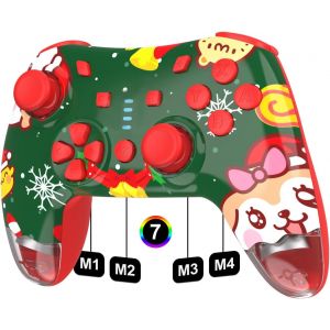 Manette Switch Pro Sans Fil Pour Switch/Switch Lite/Switch Oled Manette De Jeu Sans Fil Pour Pc/Ios/Android Avec Rvb/Programmable/Contrôle De Mouvement/Vibration/Turbo/Wakeup (Rouge) - Neuf