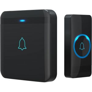 400M De Portée Sonnettes Sans Fil Kit De Carillon Étanche Avec 1 Récepteur Enfichables, 52 Mélodies, Noir, 720P - Neuf