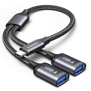 KALANKA-Adaptateur double USB C, c&acirc;ble doubleur USBC r&eacute;partiteur splitter, type C m&acirc;le vers 2 USB A femelle extension charge donn&eacute;es compatible avec ordinateur portable Mac iPhone 15 16 Voiture PS5 - Neuf