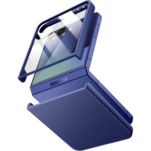 KALANKA-Coque pour Samsung Galaxy Z Flip 7 2025 avec Protection D'&eacute;cran en Verre Tremp&eacute; Avant Int&eacute;gr&eacute;e, &Eacute;tui Housse de Antichoc Anti-Rayures Fine en PC Dur (Bleu Nuit) - Neuf