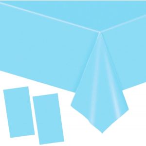 2 pièces Grand 137 * 274cm Bleu Clair Nappes Jetable,Rectangulaire Imperméables Nappe Plastique Décoration de Table pour Anniversaire de Enfants,Fêtes,Mariages,Pique - niques,Halloween,Noël - Neuf