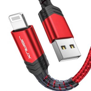 THEF-Chargeur iPhone 1.2M [Certifié MFi C89] Durable Cable Iphone Lightning en Nylon Ultra Résistant Compatible avec iPhone 11, XS Max XS XR, X 8/8Plus, 7/7Plus, 6s/6sPlus, 6/6Plus,ipad-Rouge - Neuf