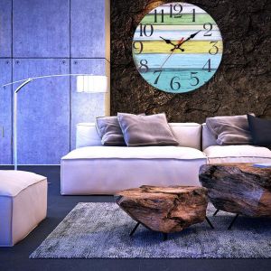 HJLIAN Horloge murale ronde decorative a chiffres arabes pour la maison et le bureau (2) - Neuf