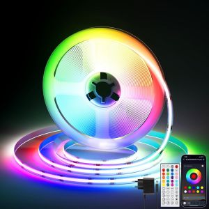 Cuiv-Bande Led Cob Bande Led 5 M,Ruban Led Avec Télécommande Et Application Et Synchronisation Musicale,Bande Led Autocollante À Intensité Variable 24 V,Éclairage Tv Led Très Lumineux 36 W Pour Cu - Neuf
