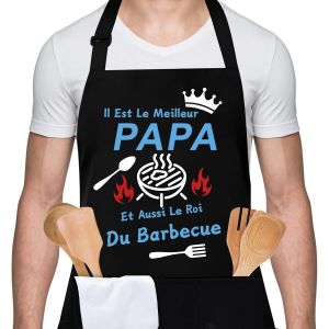 ASFASFq-Tablier de Cuisine pour Homme, Tablier Barbecue Homme, Réglable Tablier Professionnel Humour Rigolo Drole Barbecue Bbq Noir, Cadeau Fete Des Peres Saint Papa Valentin Noel - Neuf