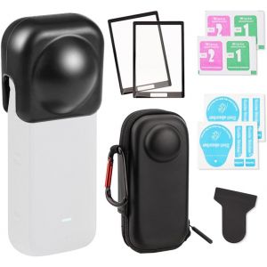 Convient aux Accessoires Insta360 X4 Ensemble de 4 pi&egrave;ces,Sac de Rangement,Cache Objectif en Silicone et 2 protecteurs d'&eacute;cran,Petit &eacute;tui Rigide avec Mousqueton - Neuf