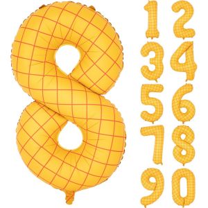 SJZG-Ballons Jaunes Mats De 101 Cm - Ballons Jaunes - Ballons À L'Hélium - En Mylar - Pour Anniversaire, Fête, Banquet - Décoration - Numéro 8 - Neuf