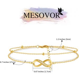 Bracelets &Agrave; Maillons Coeur Infini En Or Pour Femmes Et Filles, Bracelets &Agrave; R&eacute;glables &Agrave; Breloques Plaqu&eacute;es Or 18 Carats, Cadeaux Pour Maman, Amies, Petite Amie - Neuf