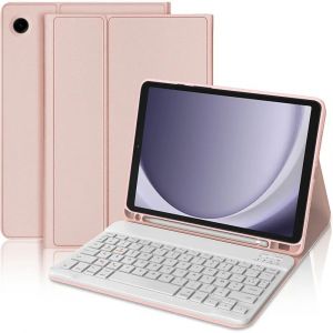 Coque Clavier pour Samsung Galaxy Tab A9 (8,7 Pouces) Cuir Synth&eacute;tique Rose avec Clavier Magn&eacute;tique - E.F.Connection - Neuf