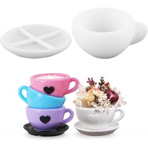 Moule En Silicone - Tasse &Agrave; Caf&eacute; Avec Soucoupes - Moule &Agrave; Caf&eacute; - Moule En Silicone - Moule &Agrave; Caf&eacute; - Moules En Silicone - Moules En R&eacute;sine &Eacute;poxy - Pot De Fleurs - Moules En Silicone - Bougeoir - Neuf