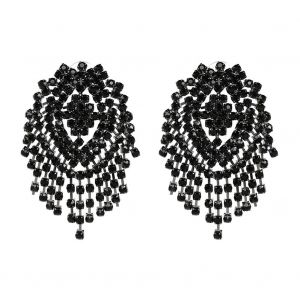 Boucles D'oreilles Elegantes Et Tendance Pour Femmes Et Filles, Bijoux Noirs - Neuf
