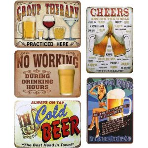 KALANKA-5 Pièces Vintage Métal Peinture Affiche Plaque Murale, Décorations Murales d'art en Fer Rétro pour Café Bar Pub Accueil Bière (30X20CM) - Neuf