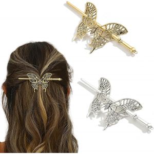 Kal-2 Pièces De Papillon Épingle À Cheveux En Métal Vintage Hohl Hair Stick Accessoires De Cheveux Pour Les Femmes Pour Les Cheveux Fins Et Épais - Neuf