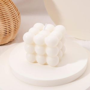 Bougie Bulle | Bougies artisanales naturelles et parfumées | Bougies 100% végétaliennes | Bougies décoratives durables à base de cire de soja naturelle | décoration bohème | 6 x 6 x 6 cm (1pc, Blanc) - Neuf