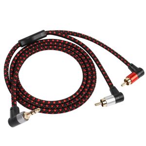 90 Degree Right Angle 3.5mm to 2 RCA Cable 3FT,2RCA Male to 3.5mm TRS Male Stereo Y Splitter Adapter for Smartphone, Speaker, MP3, Tablet & More - Neuf