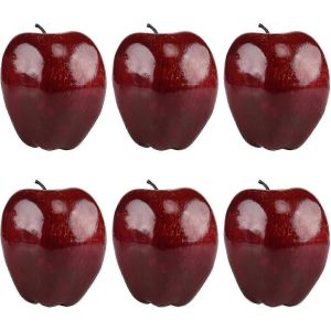 6pcs Artificiel Pomme Rouge Faux Fruit Maison Cuisine Décoration De Fête,Fausses Grosses Pommes Rouges,7.5 * 8.5cm - Neuf