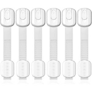 Paquet De 6 Blocs De Verrouillage Pour Bébé Verrouillage À L'enfant,Serrure De Sécurité Pour Bébé,Pas De Perçage Avec Un Adhésif Puissant,Convient Aux Portes De Réfrigérateur,Armoires,Tiroirs,Etc. - Neuf