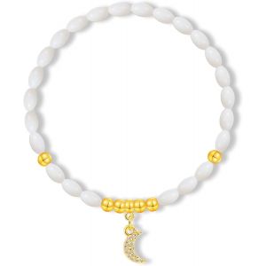 Kal-Bracelet De Coquillages Naturels Pour Femmes F&ecirc;te Des M&egrave;res &Eacute;lastique Unique Nacre Ronde Ovale Perles De Coquillages Bracelet Avec Pendentif - Neuf