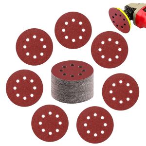 Lot De 100 Disque Poncage 125mm Papier Abrasif Ponceuse Excentrique 8 Trous Poncer Grain P100 Disque Abrasif Pour Poncer, Polir, Dérouiller - Neuf