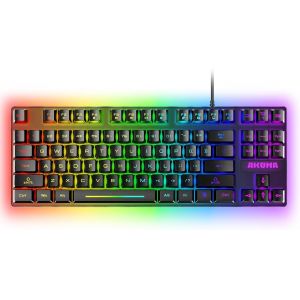 Clavier Gaming &agrave; Membrane SH&Ocirc;NEN T02 TKL 88 Touches R&eacute;tro&eacute;clair&eacute;es LED RGB Programmable - Filaire USB - AZERTY Fran&ccedil;ais - Compact sans Pav&eacute; Num&eacute;rique - Neuf