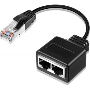 KALANKA-Répartiteur Ethernet RJ45 1 vers 2 adaptateur réseau haut débit mâle vers double femelle connecteur Internet LAN Socket Switch pour deux ordinateurs Access Ethernet - Neuf