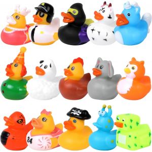 KAL-Canard En Plastique,15Pcs Petit Canard De Bain,Mini Canard Color&eacute;s En Caoutchouc,Jouet De Bain Pour L'Anniversaire Des Enfants - Neuf